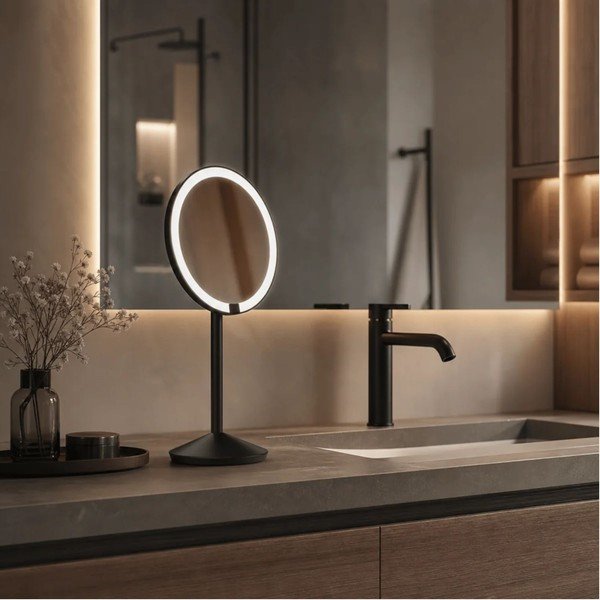 Kozmetičko ogledalo s osvjetljenjem/povećavajuće (s povećanjem 5x) ø 12 cm – simplehuman-image-1
