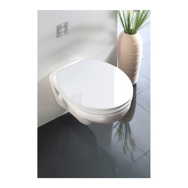 Bijelo WC sjedalo s lakim zatvaranjem Wenkoo Classic, 45 x 38,8 cm