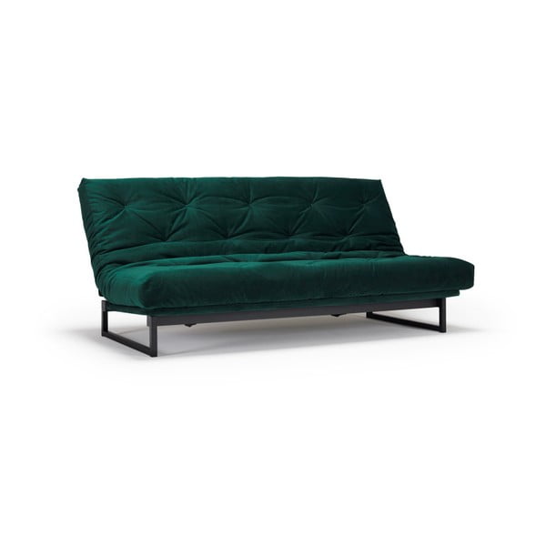 Tamnozeleni kauč na razvlačenje Innovation Fraction Elegant Velvet Forest Green, 97 x 200 cm