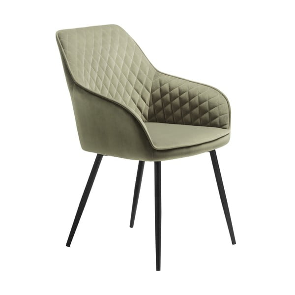 Kaki zelena podstavljena blagovaonska stolica s naslonima za ruke Milton – Unique Furniture