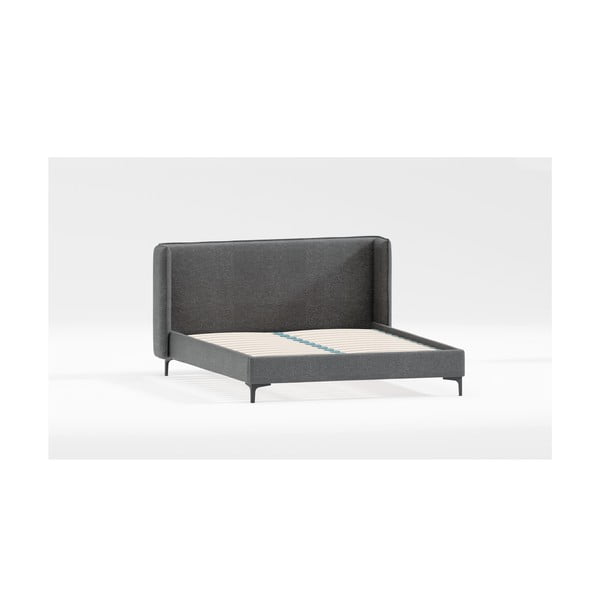 Tamno sivi tapecirani bračni krevet s podnicom 180x200 cm Basti – Ropez