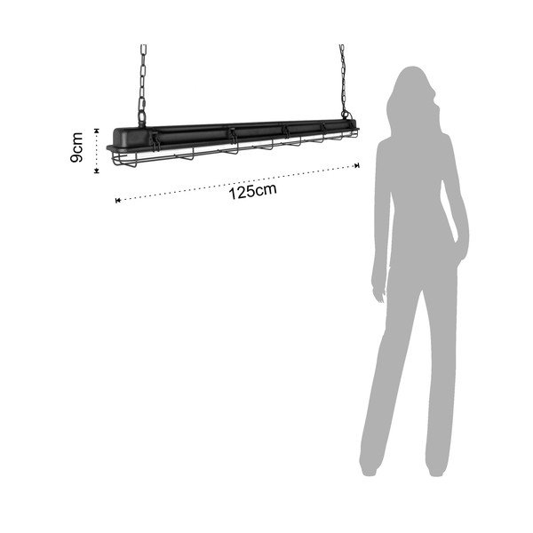 Crna viseća lampa s metalnim sjenilom 125x11 cm Hangar - Tomasucci-image-2