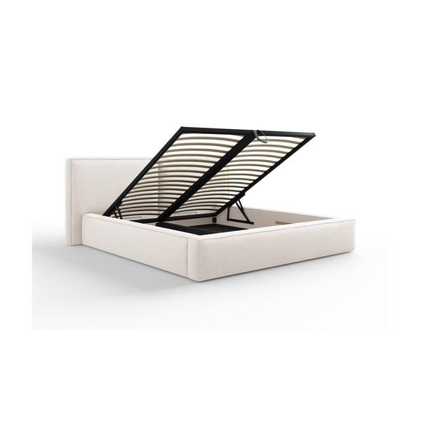 Bež tapecirani bračni krevet s prostorom za pohranu s podnicom 200x200 cm Arendal – Cosmopolitan Design-image-3