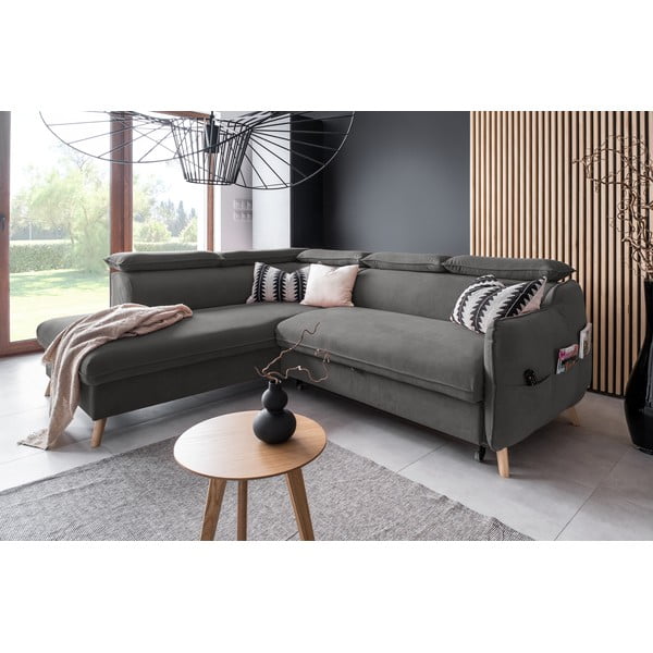 Tamno siva baršunasta sklopiva kutna garnitura (s lijevim kutom) Sweet Harmony – Miuform-image-4