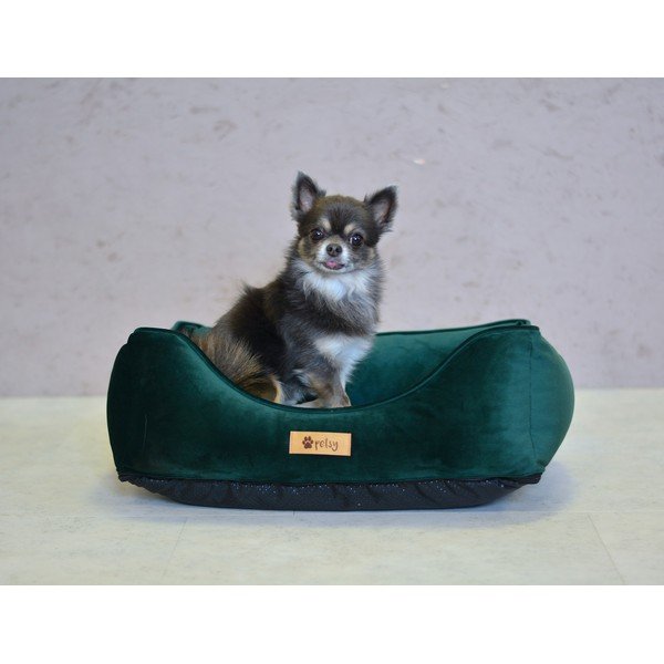 Tamnozeleni baršunasti krevet 55x42 cm Royal - Petsy-image-2