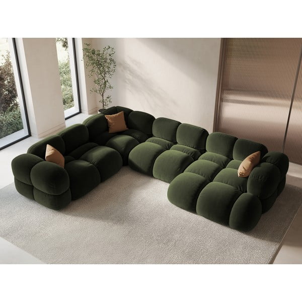 Zelena baršunasti kutna garnitura (s lijevim kutom/u obliku slova "U") Loretto – Cosmopolitan Design-image-3