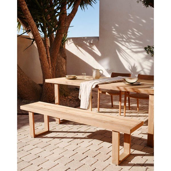 Drvena vrtna klupa u prirodnoj boji Canadell - Kave Home-image-1