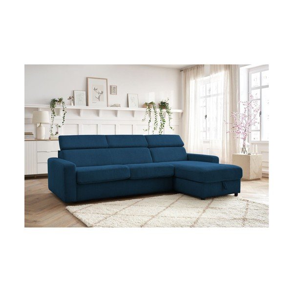 Tamno plava sklopiva kutna garnitura od samta (promjenjiva) Monaco – Bobochic Paris-image-1