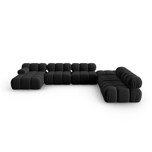 Crna baršunasta sofa 379 cm Bellis – Micadoni Home