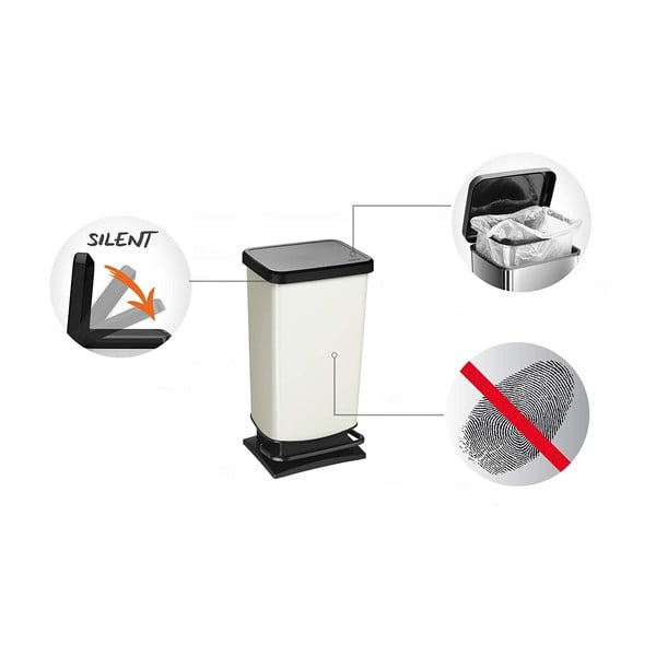 Crna kanta za otpatke na pedale od reciklirane plastike 40 l Paso - Rotho-image-4