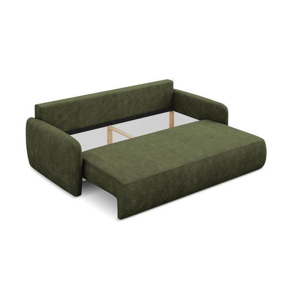 Zelena sklopiva/s prostorom za pohranu sofa od šenila 218 cm Lilo – Makamii-image-3