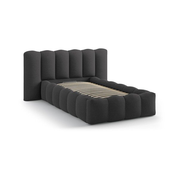 Antracitno sivi tapecirani krevet s prostorom za odlaganje s podnicom 90x200 cm Lupine – Micadoni -image-2