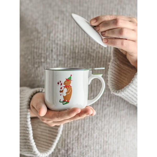 Krem šalica s božićnim motivom s cjedilom od kamenine 300 ml Valentin – Bloomingville-image-1