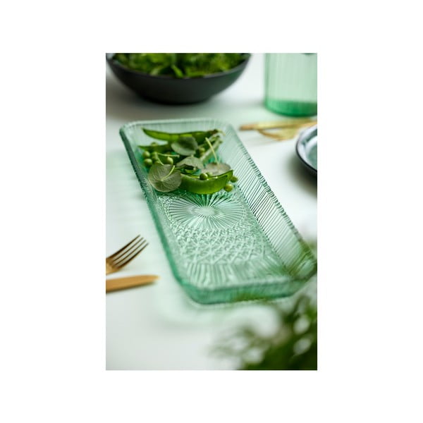 Zeleni stakleni tanjur za posluživanje 14x38 cm Kusintha – Bitz-image-2