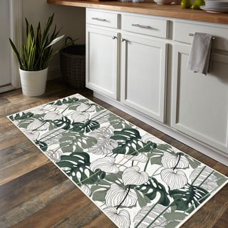 Bijeli/zeleni periv tepih 80x150 cm Monstera – Oyo Concept