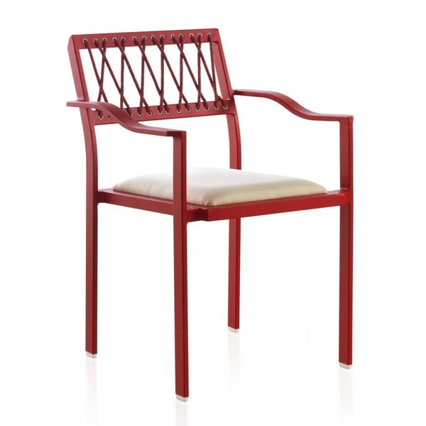 Crvena vrtna stolica s bijelim detaljima i Geese Seally naslonima za ruke