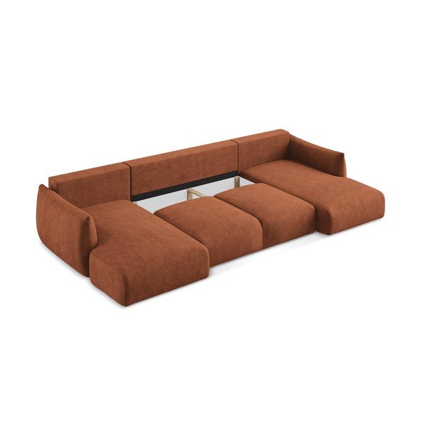 Sklopiva kutna garnitura od šenila boja terakote (u obliku slova "U") Leila – Makamii-image-4