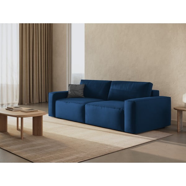Tamno plava baršunasti sklopiva/s prostorom za odlaganje sofa 247 cm Jodie – Micadoni -image-1