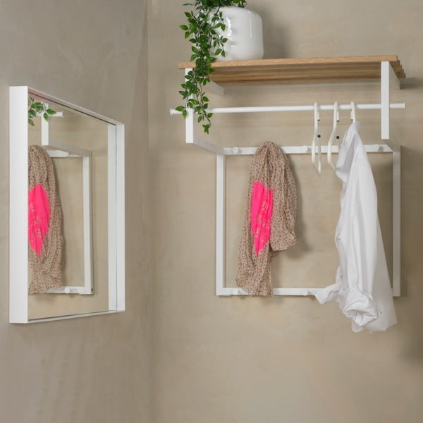 Bijela/u prirodnoj boji metalna zidna vješalica s policom 76 cm Rizzoli – Spinder Design-image-2