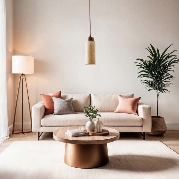 Bež viseća svjetiljka s kamenim sjenilom ø 6,5 cm Selma – Opviq lights-image-3
