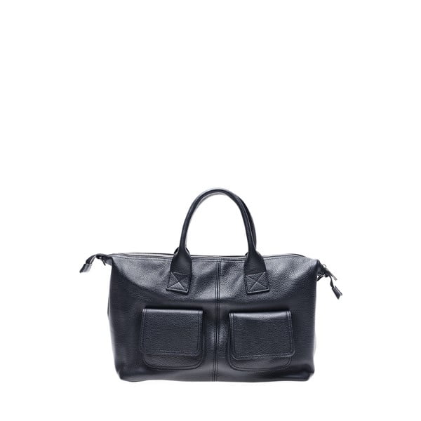 Crna kožna torbica Anna Luchini, 25 x 48 cm