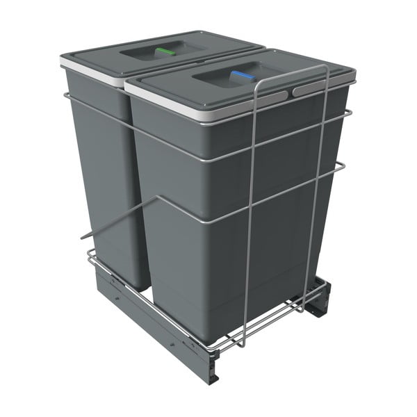 Siva plastična kanta za smeće 42+42 l za odvojeni otpad/ugradbena Ecofil – Elletipi