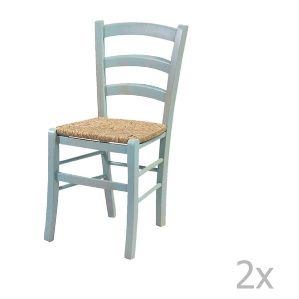 Set od 2 plave stolice od punog drveta Evergreen House Straw