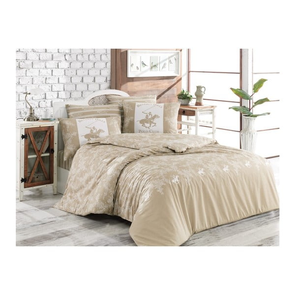 Posteljina od ranforce pamuka za bračni krevet s plahtom BHPC Olivia, 200 x 220 cm