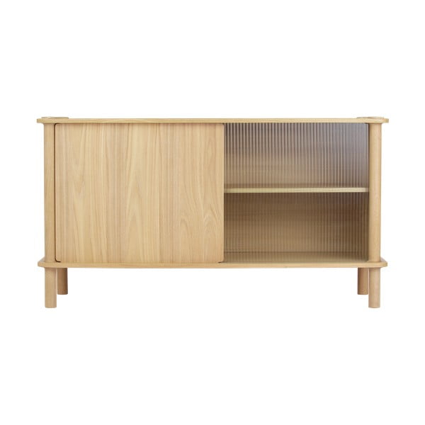 Vitrina od punog hrasta s kliznim vratima u prirodnoj boji 135x73,5x48 cm Italic – UMAGE