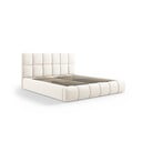 Krem baršunasti tapecirani bračni krevet s prostorom za odlaganje s podnicom 180x200 cm Bellis – Micadoni 