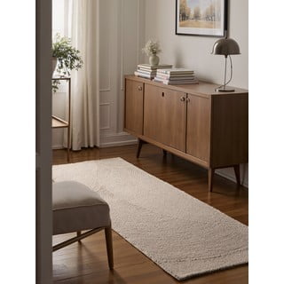 Ručno rađena vunena staza u svijetloj prirodnoj boji 80x200 cm Eleni Natural White – Hanse Home
