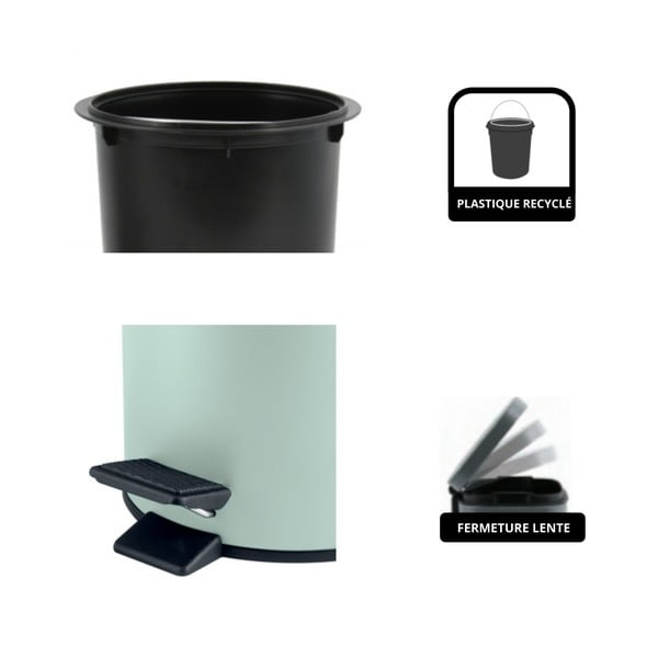 Mentol zelena željezna kanta za smeće s pedalom 3 l   Adelar – Spirella-image-4