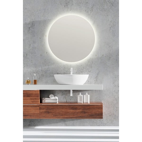 Zidno ogledalo s osvjetljenjem ø 60 cm Luna – Mirrors and More-image-2
