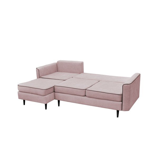 Ružičasti kauč na razvlačenje s crnim nogama Mazzini Sofas Dragonfly, lijevi kut-image-4
