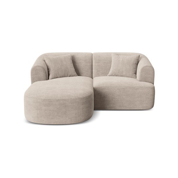 Svjetlo smeđa kutna garnitura od samta (s lijevim kutom/s ležaljkom) Campi – Cosmopolitan Design