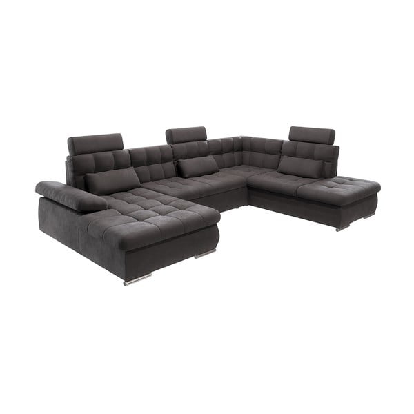 Antracitno siva sklopiva/s prostorom za odlaganje kutna garnitura (s desnim kutom/u obliku slova "U") Merkur – Ropez