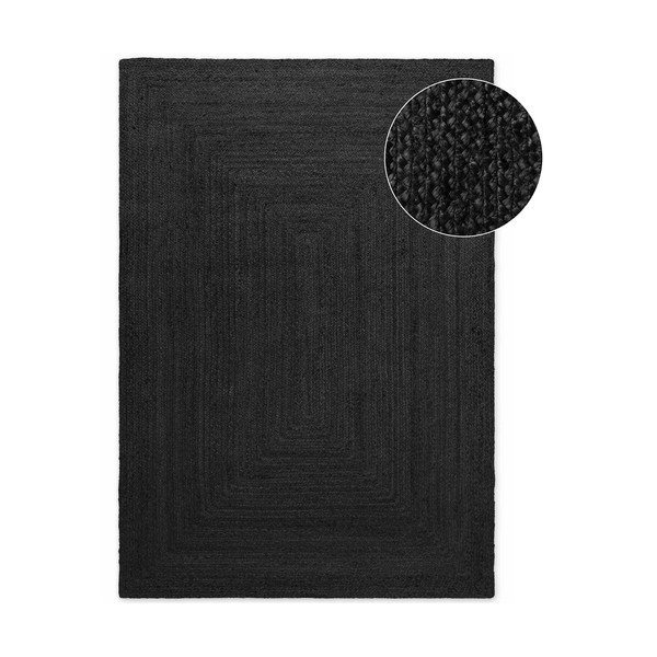 Crni obostrani/ručno rađen juten tepih 200x300 cm Juno – Hanse Home
