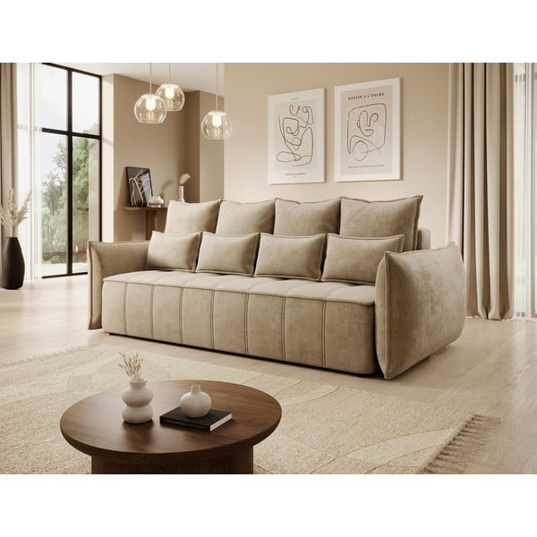 Svjetlo smeđa baršunasti sklopiva/s prostorom za odlaganje sofa 242 cm Weltton – ELTAP-image-3