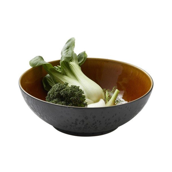 Crna posuda od kamenine s oker unutarnjom stranom Bitz Mensa, promjer 30 cm-image-2