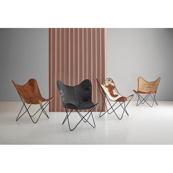 Smeđi kožni butterfly naslonjač sømcasa Farfalla-image-1