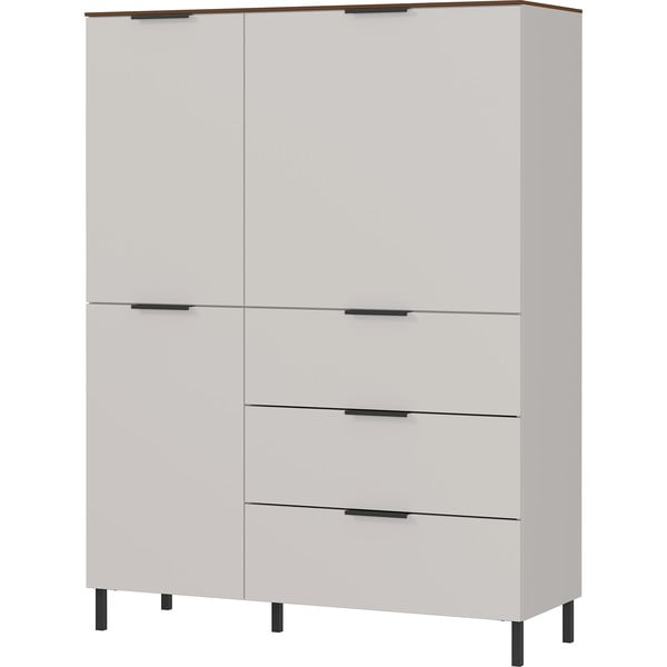 Sivo-bež visoka komoda u dekoru oraha 109x146 cm California - Germania-image-1