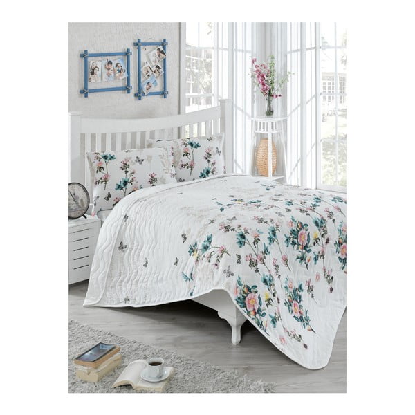 Prošiveni lagani prekrivač za bračni krevet s jastučnicama Symbiosis, 200 x 220 cm