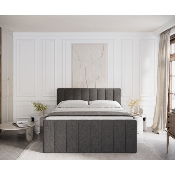 Crni boxspring krevet s prostorom za pohranu 180x200 cm Ruby – Maison de Rêve-image-3