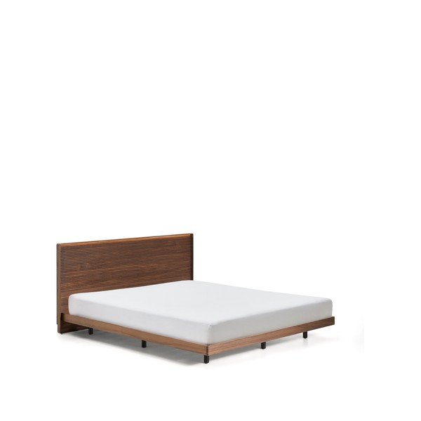 Smeđi bračni krevet od masivne breze s podnicom 180x200 cm Norlen – Kave Home-image-2