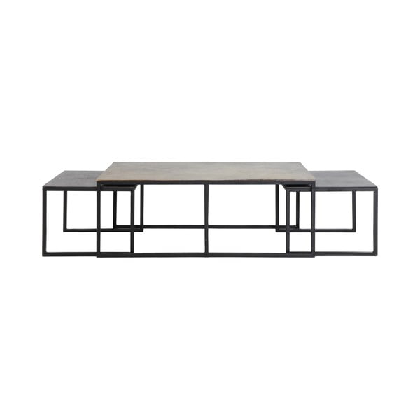 Crni/u brončanoj boji metalni stolići za kavu u setu 3 kom 50x120 cm Kumalu – Light & Living