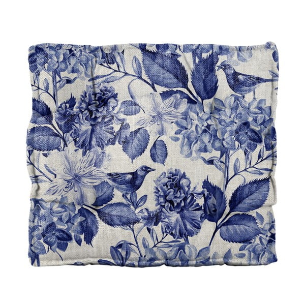 Jastuk za sjedenje od mješavine lana Really Nice Things Square Blue Flowers, 37 x 37 cm