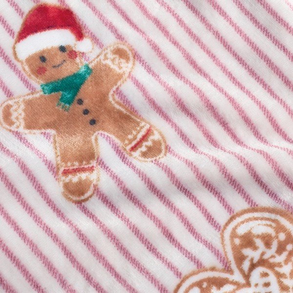 Crvena/u prirodnoj boji deka s božićnim motivom 170x130 cm Christmas Gingerbread Stripe – Catherine Lansfield-image-3
