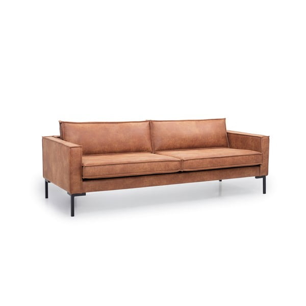 Cognac smeđa sofa od imitacije kože Scandic Rate-image-2