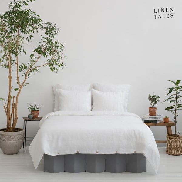 Bijela posteljina za bračni krevet od konopljinog vlakna 200x200 cm - Linen Tales