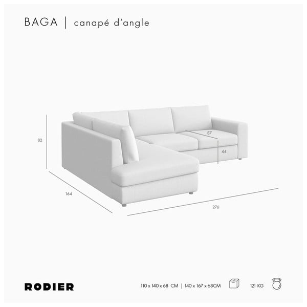 Svjetlo smeđa baršunasti kutna garnitura (s lijevim kutom/u obliku slova L) Baga – Rodier-image-4
